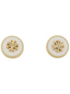 Kira Enamel Circle Stud Earrings White Gold - TORY BURCH - BALAAN 1