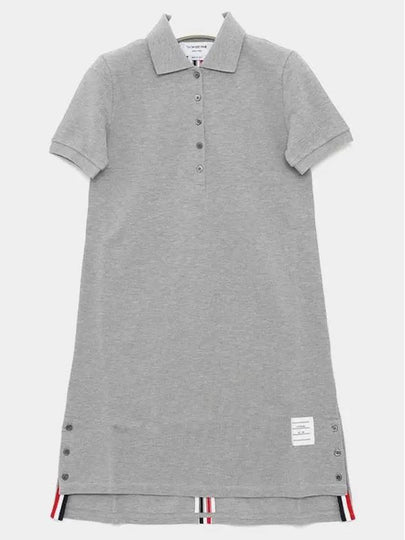 Classic Cotton Pique Center Back Stripe A-Line Short Sleeve Polo Shirt Short Dress Grey - THOM BROWNE - BALAAN 2