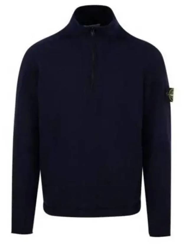 Wappen Patch Lambswool Half-Zip Knit Top Navy - STONE ISLAND - BALAAN 2