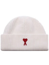 Logo Patch Merano Wool Beanie Off White - AMI - BALAAN 2