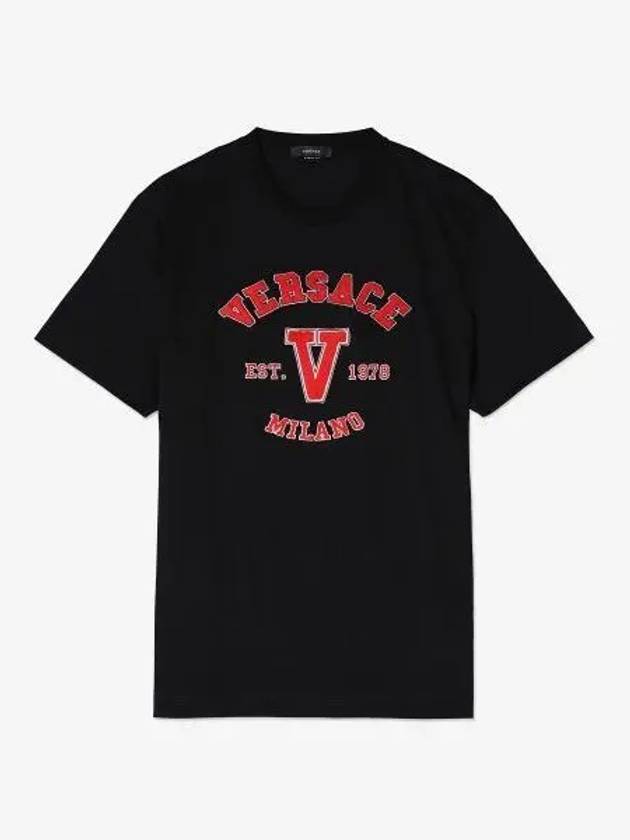 Men's Varsity Logo Short Sleeve T-Shirt Black - VERSACE - BALAAN 2