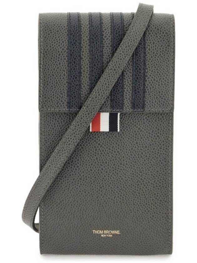 Men's Diagonal Peple Grain Strap Cross Phone Case Dark Gray - THOM BROWNE - BALAAN 2