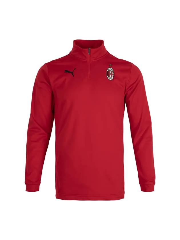 AC Milan Pre-Match 1/4 Zip Long Sleeve T-Shirt Red - PUMA - BALAAN 1