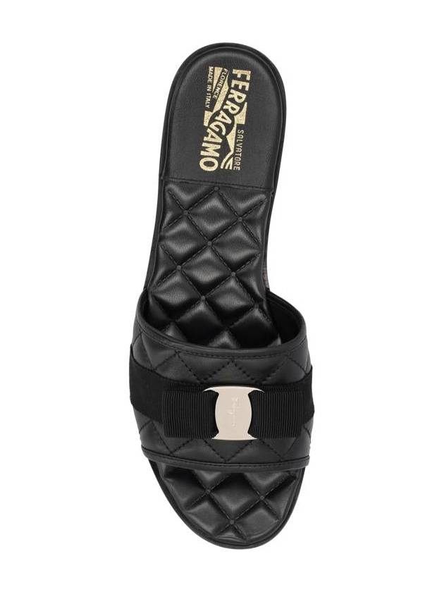 Vara Quilted Slippers Black - SALVATORE FERRAGAMO - BALAAN 5