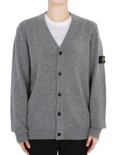 Kids Wappen Patch V-Neck Knit Cardigan Grey - STONE ISLAND - BALAAN 1