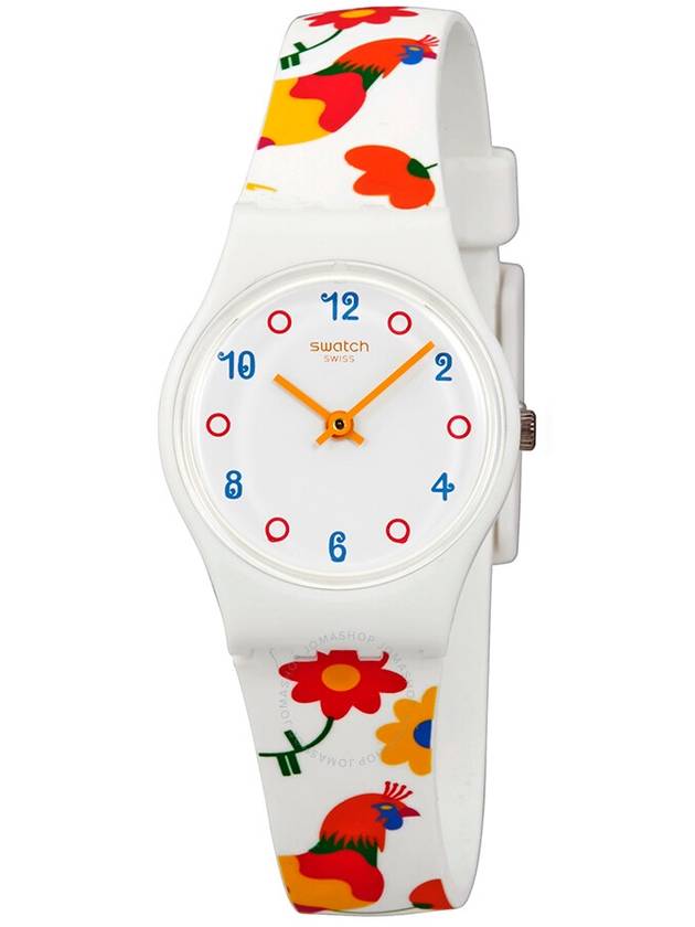 Swatch Polletto White Dial Multi-Colored Print Ladies Watch LW154 - SWATCH - BALAAN 1