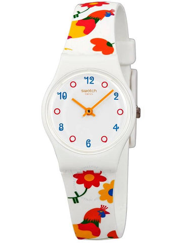 Swatch Polletto White Dial Multi-Colored Print Ladies Watch LW154 - SWATCH - BALAAN 1