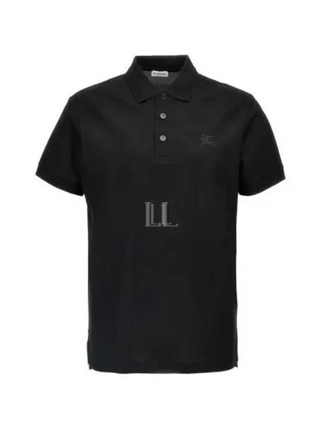 Cotton Polo Shirt Black - BURBERRY - BALAAN 2