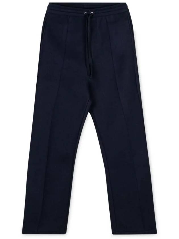 Elastic Waist Viscose Wool Straight Pants Navy - AMI - BALAAN 4