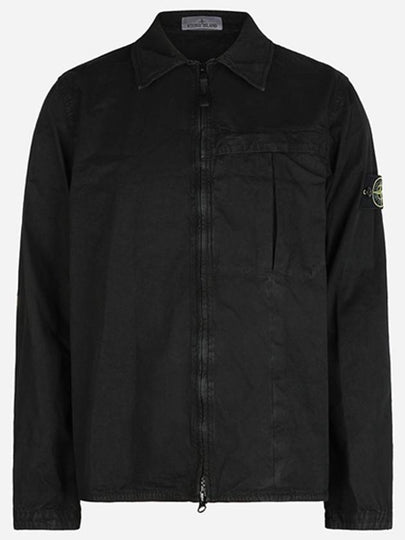 Organic Cotton Shirt Zip Up Jacket Black - STONE ISLAND - BALAAN 2