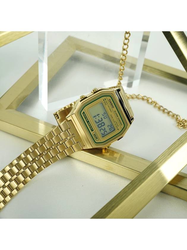 Classic Gold Green Signature Electronic Metal Watch - CASIO - BALAAN 3