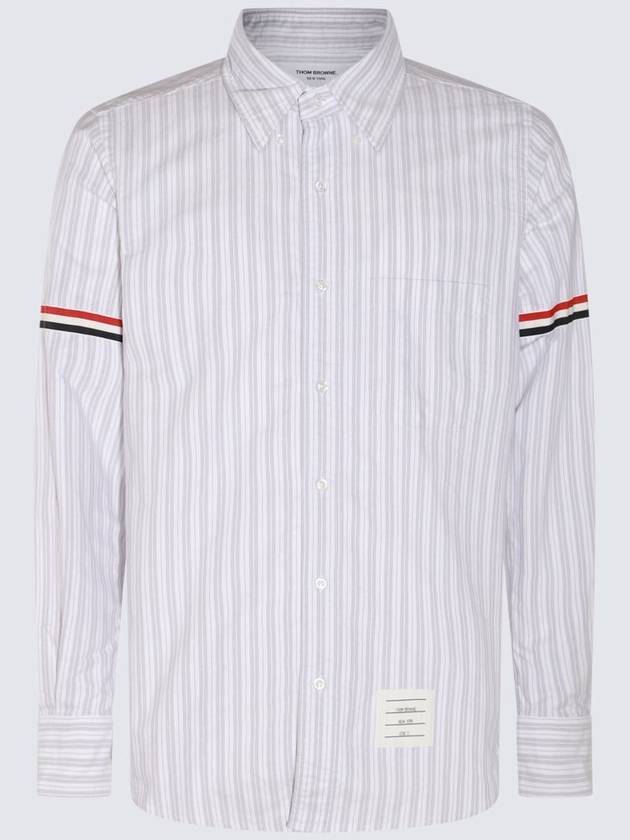 Stripe Oxford Armband Long Sleeve Shirt Grey - THOM BROWNE - BALAAN 3