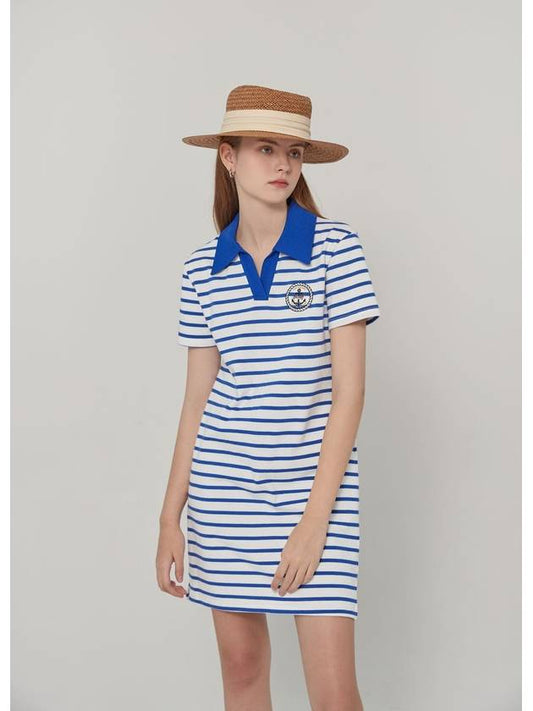 Marine Vneck collar striped cotton dress_blue - ARIFF - BALAAN 1