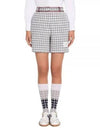 Gingham Stripe Trim High Waisted Shorts Medium Grey - THOM BROWNE - BALAAN 2