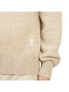 Heart Logo V-Neck Cashmere Cardigan Heather Champagne - AMI - BALAAN 9