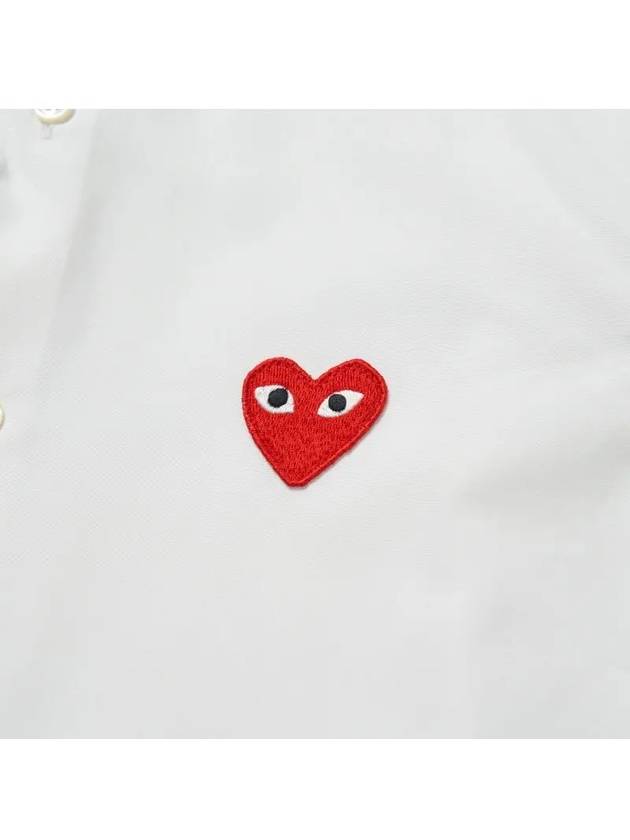 Men's Red Heart Long Sleeve Shirt White - COMME DES GARCONS - BALAAN 4