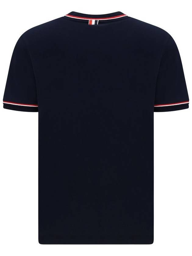 RWB Trimmed Cotton Short Sleeve T-Shirt Navy - THOM BROWNE - BALAAN 3