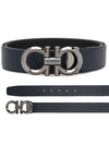 Gancini Buckle Reversible Leather Belt Black Navy - SALVATORE FERRAGAMO - BALAAN 2