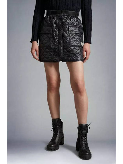 Women's Quilted Logo Patch Mini A-Line Skirt Black - MONCLER - BALAAN 2