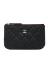 Pouch Caviar Skin Silver CC Logo Black Mini - CHANEL - BALAAN 7