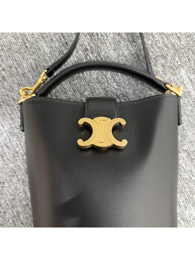 Louise Mini Smooth Calfskin Leather Bucket Bag Black - CELINE - BALAAN 9