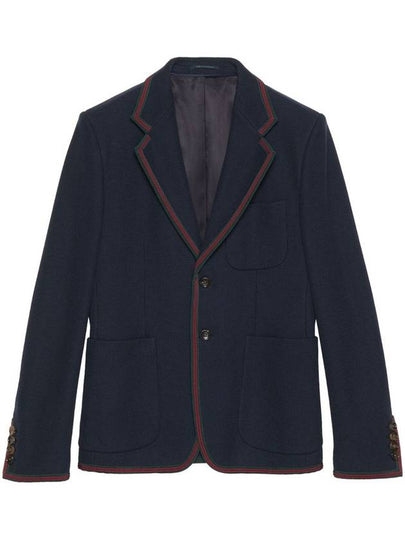 Web Cotton Jersey Jacket Navy - GUCCI - BALAAN 2