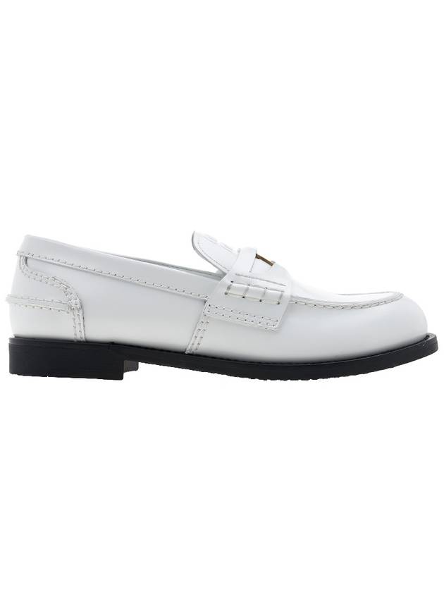 Brushed Leather Penny Loafers White - MIU MIU - BALAAN 3