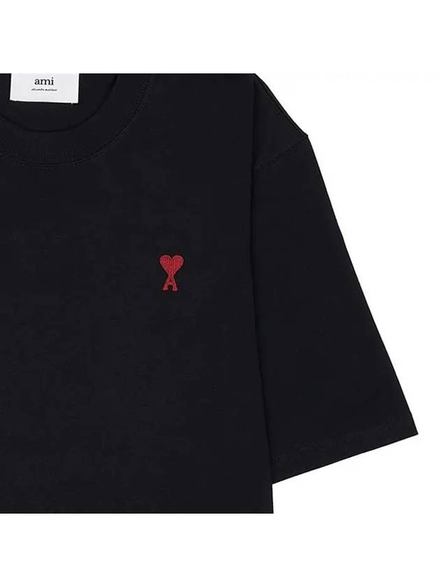 Small Heart Logo Boxy Fit Short Sleeve T-Shirt Black - AMI - BALAAN 5