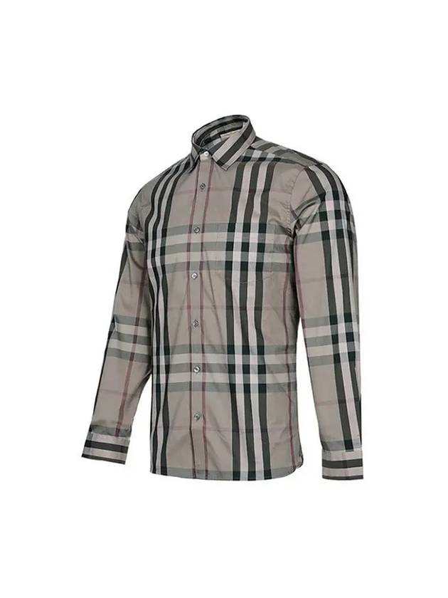 Men's Nelson Check Pattern Long Sleeve Shirt Beige - BURBERRY - BALAAN 4