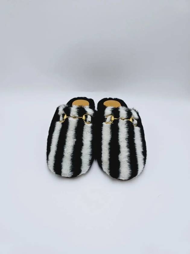 x Adidas Horsebit ANNA Striped Fur Mule Bloafer 722442 - GUCCI - BALAAN 3