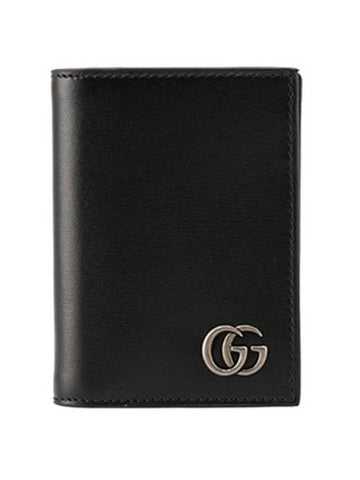 GG Marmont Leather Card Wallet Black - GUCCI - BALAAN.