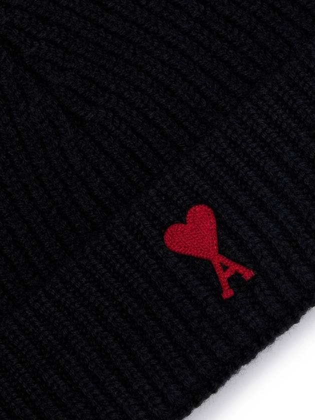 Heart Logo Wool Beanie Black - AMI - BALAAN 5