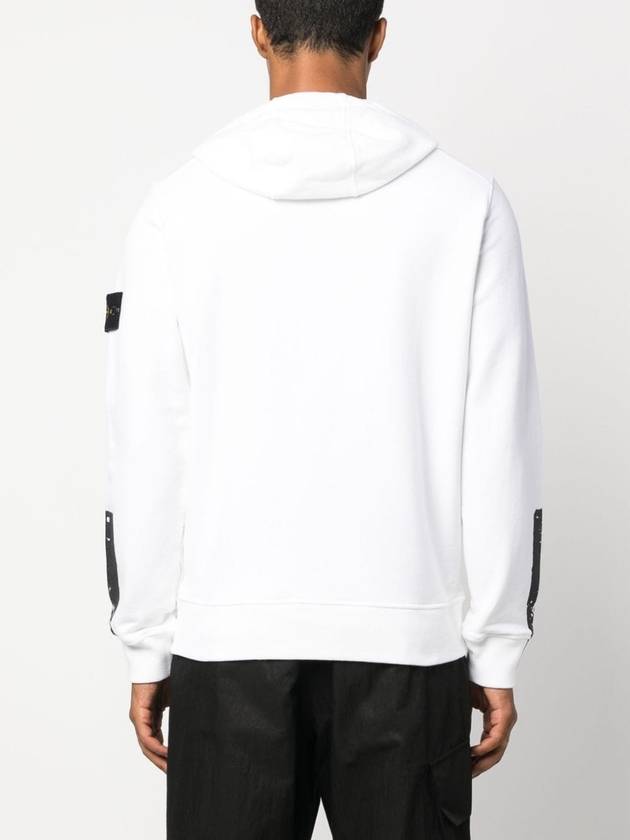 Logo Patch Brushed Cotton Hoodie White - STONE ISLAND - BALAAN 5