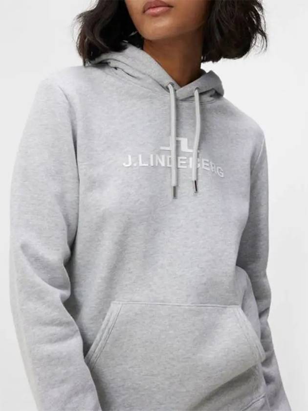 Alpha Logo Print Hoodie Light Grey Melange - J.LINDEBERG - BALAAN 3