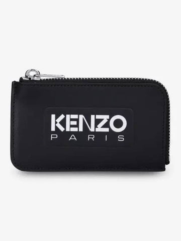 Logo Zipper Card Holder Black FE58PM806L4499 - KENZO - BALAAN 1