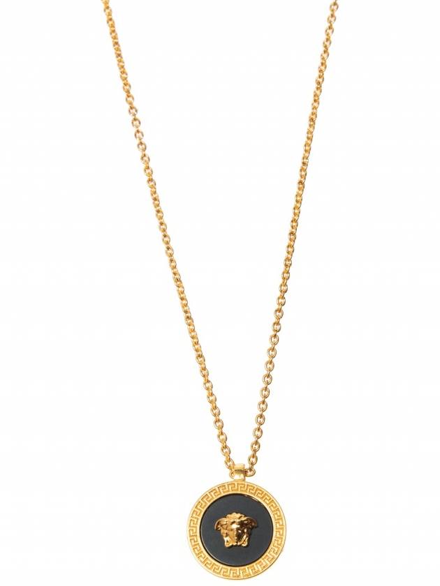 Enamel Medusa Pendant Necklace Black Gold - VERSACE - BALAAN 5