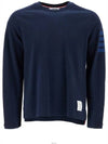 4 Bar Crewneck Cotton Long Sleeve T-Shirt Navy - THOM BROWNE - BALAAN 2