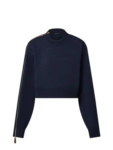 Monogram Trim Open Sleeve Cropped Pullover Navy 1AB6YM - LOUIS VUITTON - BALAAN 1