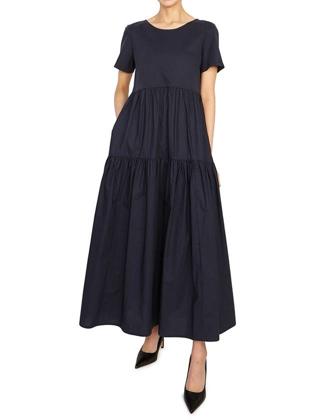 Palmira Short Sleeve Long Dress Navy - MAX MARA - BALAAN 7