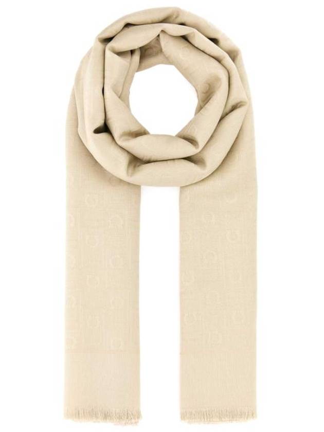 Monogram Jacquard Muffler Stone Grey - SALVATORE FERRAGAMO - BALAAN 1