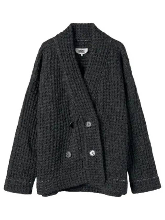 MM6 waffle knit cardigan dark gray - MAISON MARGIELA - BALAAN 1