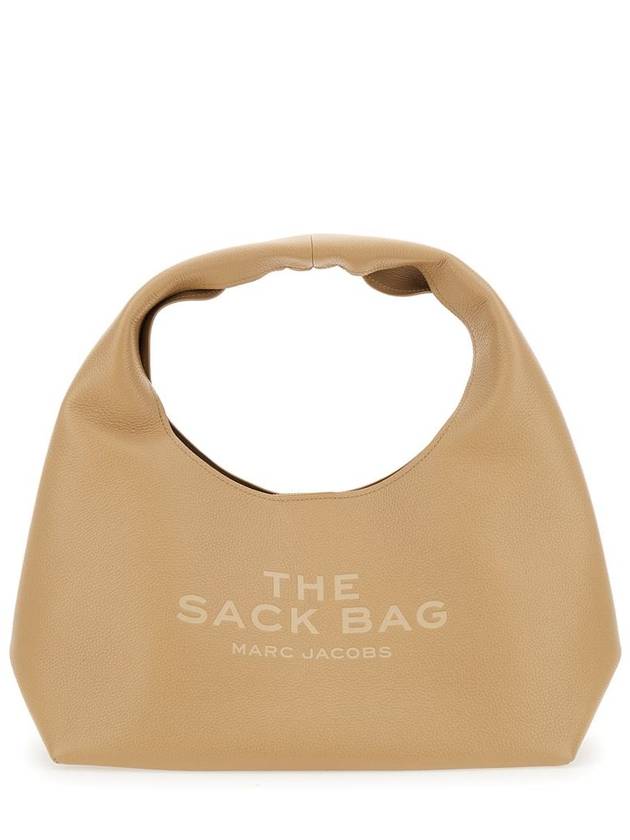 'The Sack' Beige Shoulder Bag With Embossed Logo In Grained Leather Woman - MARC JACOBS - BALAAN 1