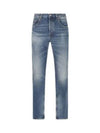 Back Logo Patch Biologics Cotton Jeans Blue - SAINT LAURENT - BALAAN 2