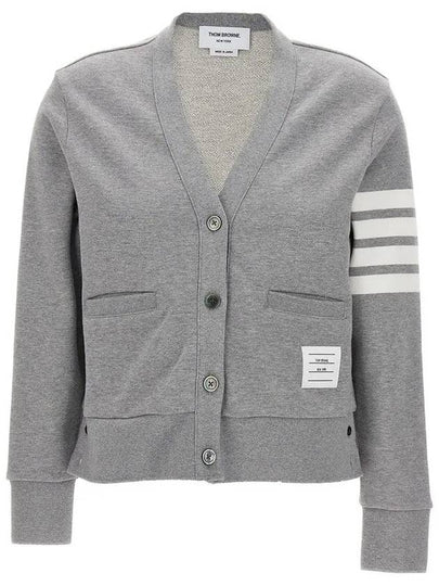 4-Bar Loopback Jersey Cardigan Light Grey - THOM BROWNE - BALAAN 2