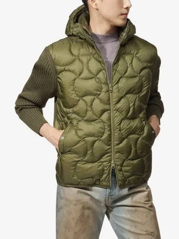 Arm Logo Patch Quilted Hooded Knit Zip Up Jacket Green I20919B00025M1124835 - MONCLER - BALAAN 1