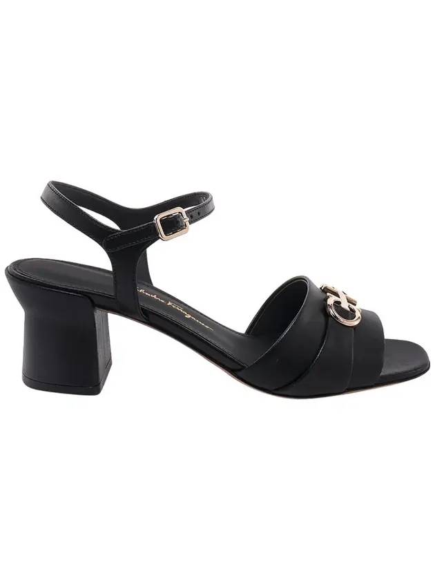 Double Gancini Sandal Heels Black - SALVATORE FERRAGAMO - BALAAN 1