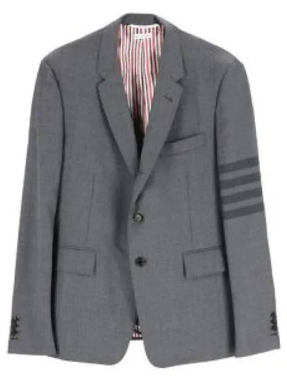 Twill School Uniform 4 Bar Slim Fit Jacket Medium Grey - THOM BROWNE - BALAAN 2