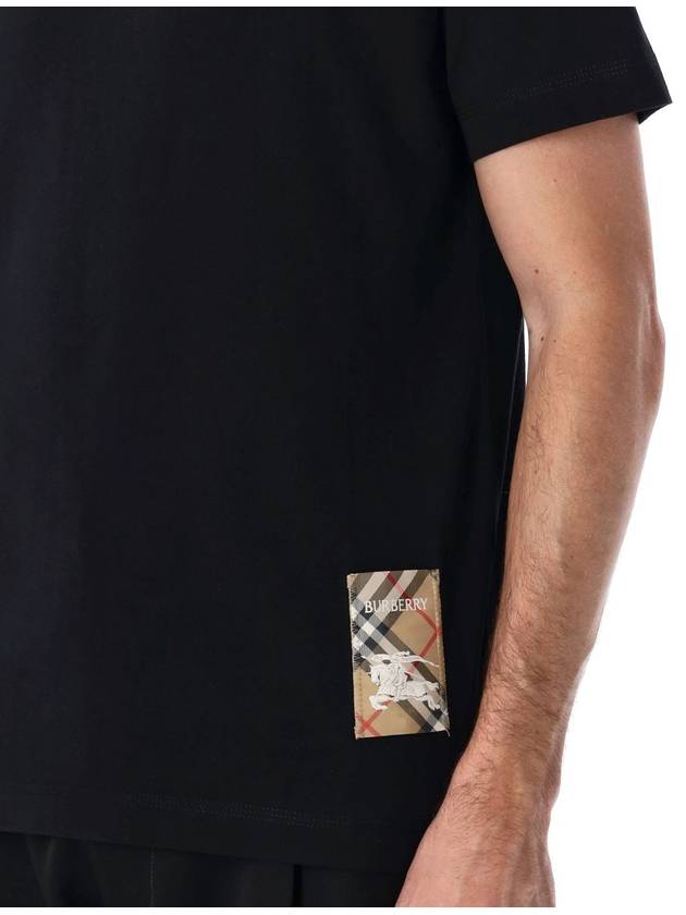 Check Label Cotton Short Sleeve T-Shirt Black - BURBERRY - BALAAN 4