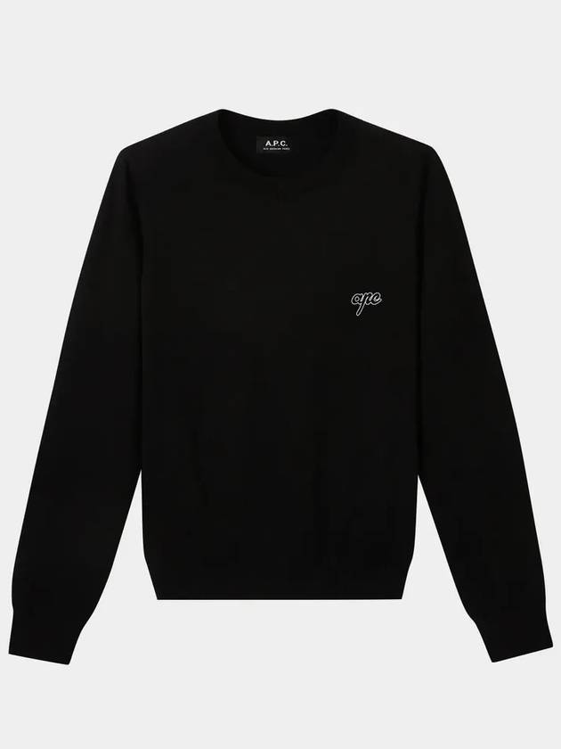 Women's Embroidered Logo Pullover Cotton Knit Top Black - A.P.C. - BALAAN 2