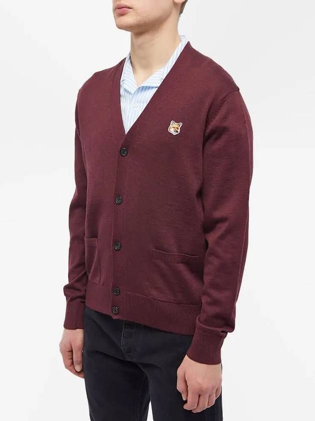 Fox Head Patch Classic Wool Cardigan Wine - MAISON KITSUNE - BALAAN 5